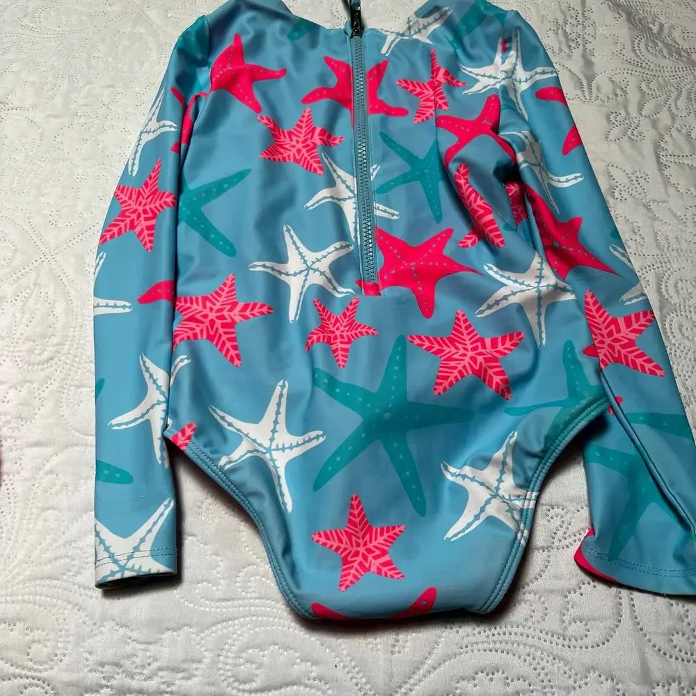 Hurley Rash Guard Swim Suit and Terry Coverup Dress Size 8